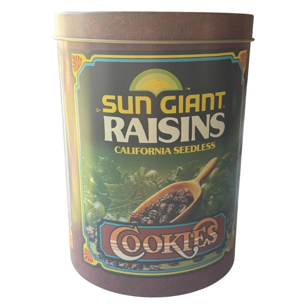 Vintage Pillsbury Heritage & Sun Giant Raisins Advertising Canister Set 1984